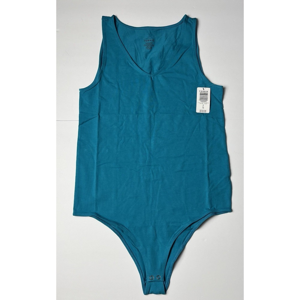 Torrid Teal Deep V Bodysuit Stretch Machine Washable Size 0 Plus